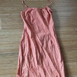 Vintage Y2K Mikai Orange and White Gingham Mini Dress